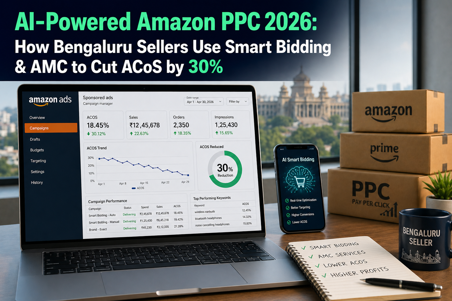 AI-Powered Amazon PPC 2026: How Bengaluru Sellers Use Smart Bidding & AMC to Cut ACoS by 30%